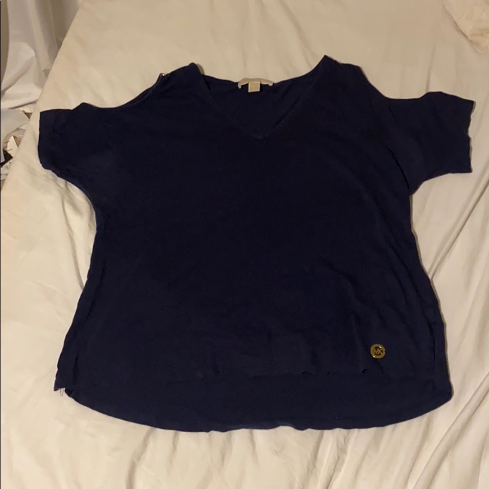 Dark blue Micheal Kors v-neck top /cut out sleeves